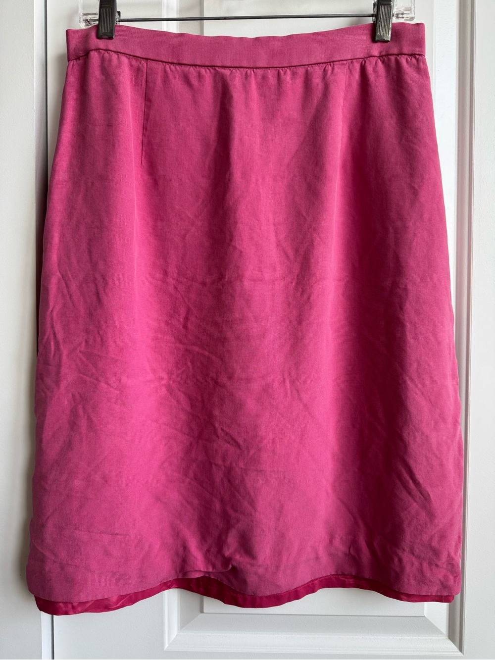 VTG Talbots 100% Silk Pink Magenta Skirt Lined Sz 14
